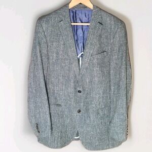 SOR Blazer Jacket Grey Blue Wool Blend Mens 44‎ L Designer Sport Coat